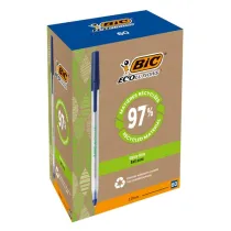 Penna a sfera a scatto con cappuccio ECOlutions - punta 1,0mm - blu  - Bic - conf. 60 pezzi