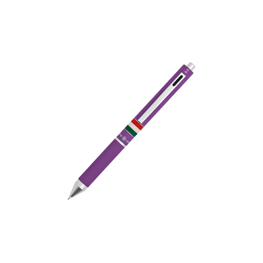 Penna a sfera a scatto multifunzione - fusto viola gommato Italia - Osama