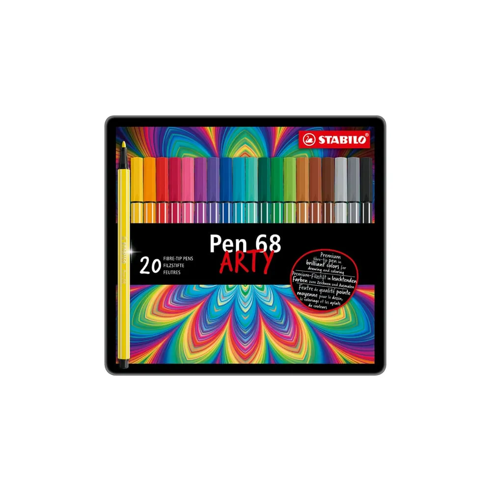 Pennarelli Pen 68 - colori assortiti - Stabilo - scatola in metallo 20 pezzi