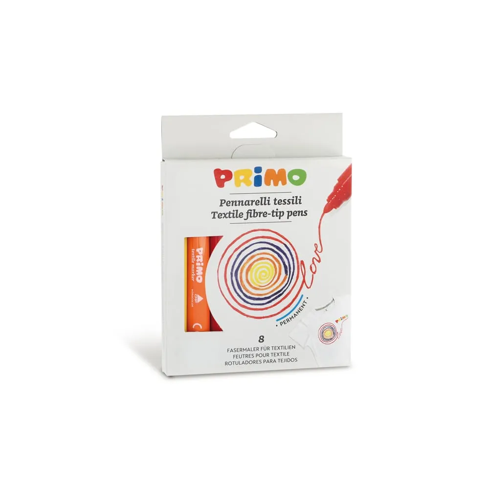 Pennarelli per tessuto - colori assortiti - Primo - astuccio 8 pezzi
