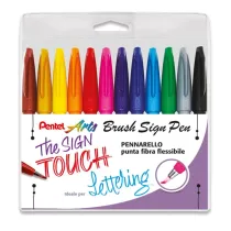 Pennarello Brush Sign Pen - colori assortiti - Pentel - conf. 12 pezzi