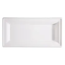 Piatto piano monouso - rettangolare - 26 x 13 cm - canna da zucchero - bianco - Signor Bio - conf. 50 pezzi