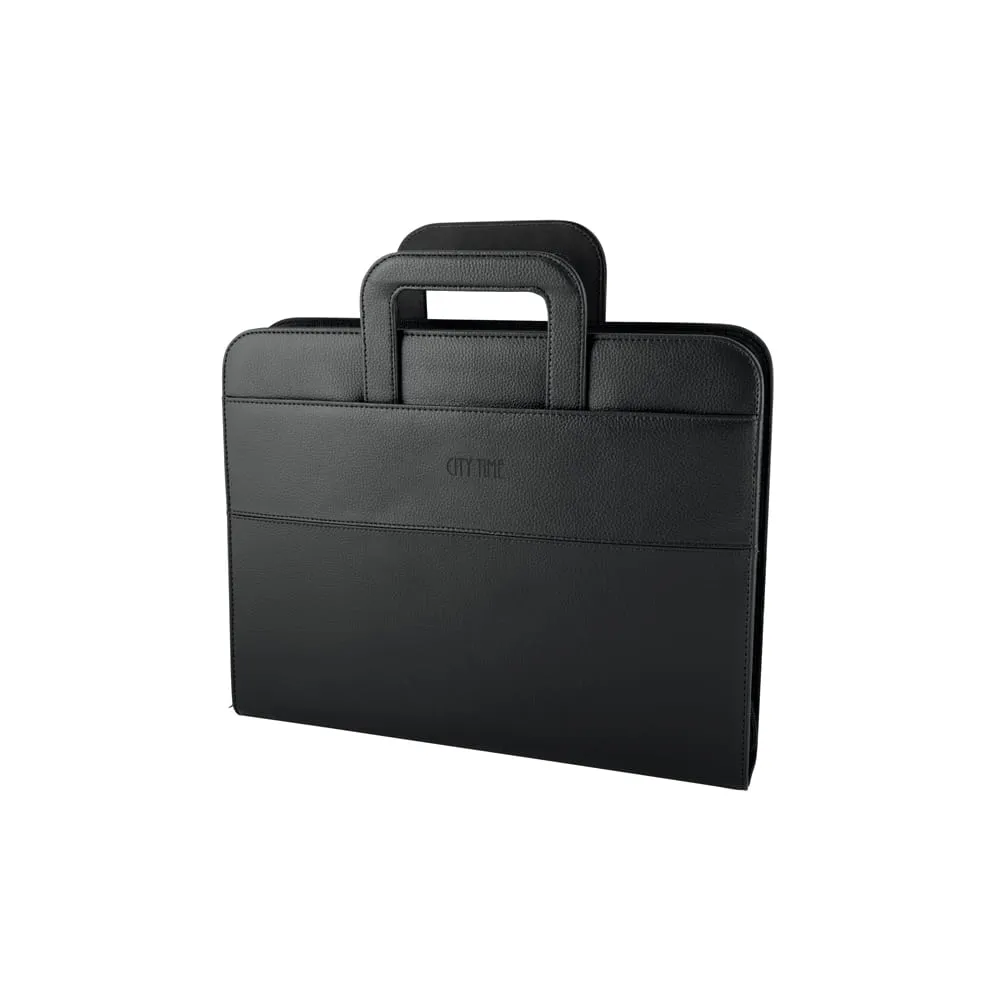 Portablocco - similpelle - c/anelli - nero - 28,5x36 cm - City Time