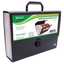 Portadocumenti a soffietto - 25 tasche - A4 - PP - nero - Lebez