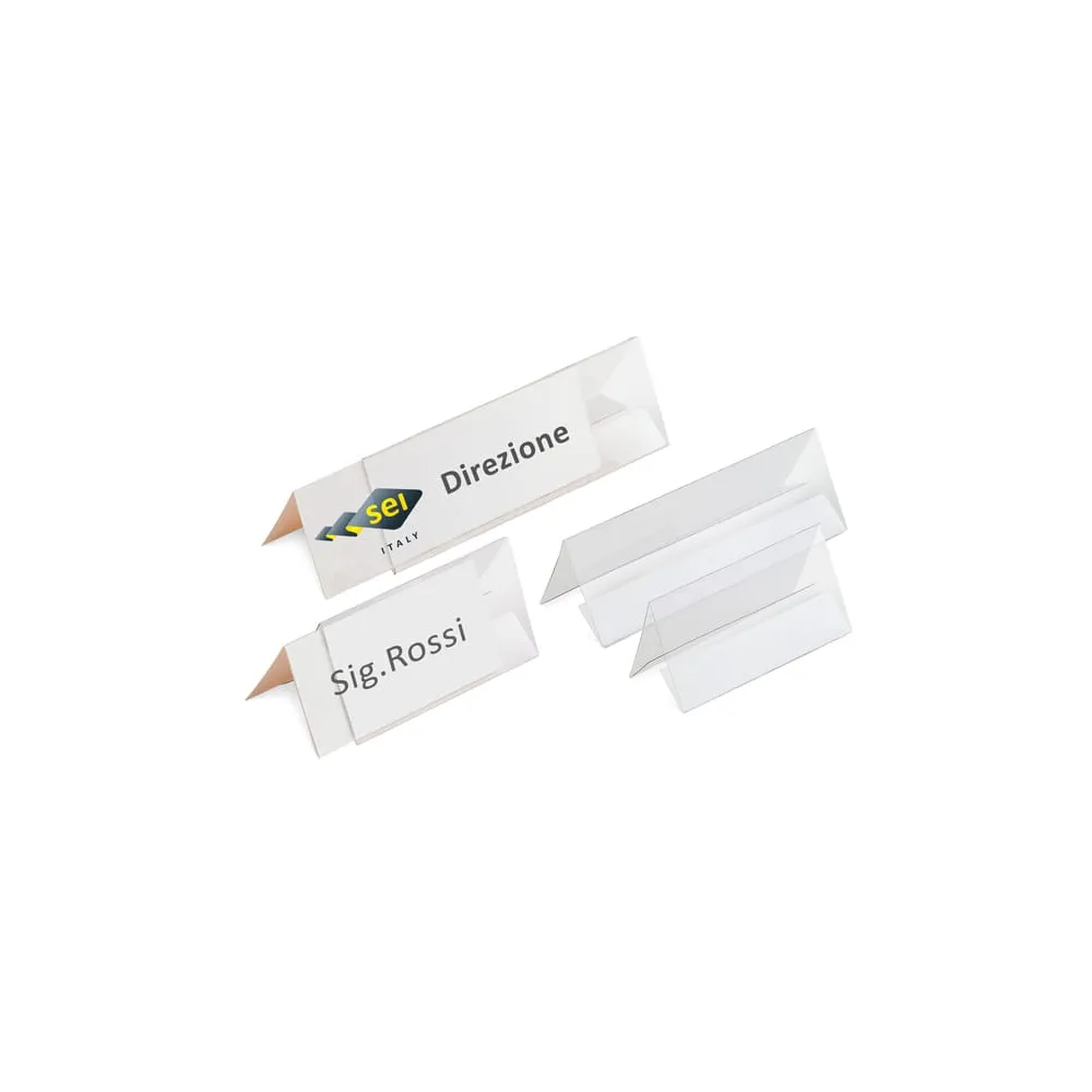 Portanome da tavolo Prisma - 30 x 5 cm - PVC trasparente - Sei Rota - conf. 5 pezzi
