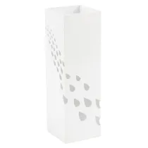 Portaombrelli - 15,5 x 15,5 x 49 cm - metallo verniciato - fantasia gocce - bianco - King collection