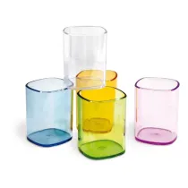 Portapenne a bicchiere - 6,5 x 6,5 x 9,5 cm - trasparente verde - Arda