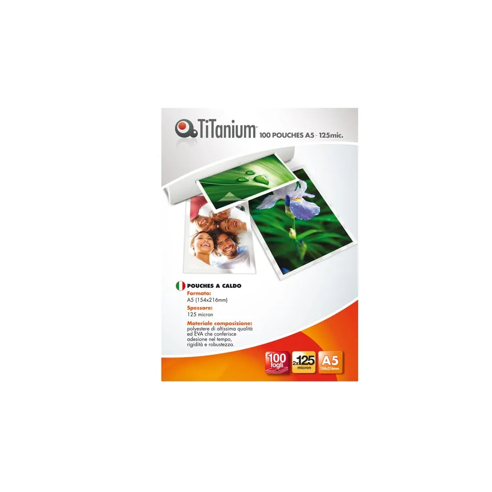 Pouches - A5 - 154x216mm - 2x125 micron - Titanium - conf. 100 pezzi