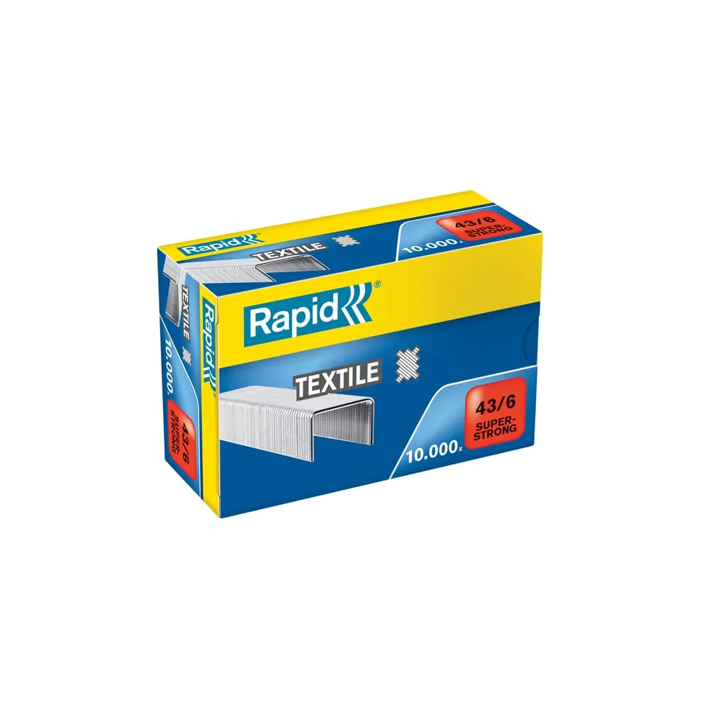 Punti Rapid Super Strong Textile - 43/6 - acciaio zincato - per tessuti - Rapid - conf. 10000 pezzi