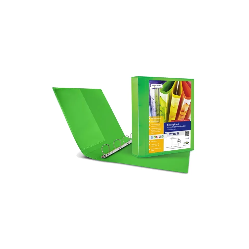 Raccoglitore personalizzabile Myto TI - 22 x 30 cm - 4 anelli a D 17 mm - dorso 2,5 cm - verde - Sei Rota