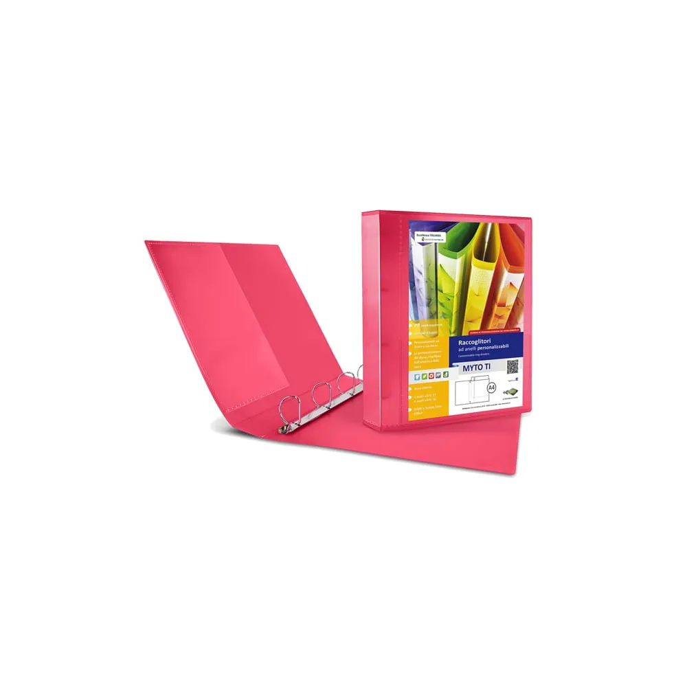 Raccoglitore personalizzabile Myto TI - 22 x 30 cm - 4 anelli a D 30 mm - dorso 4 cm - rosso - Sei Rota