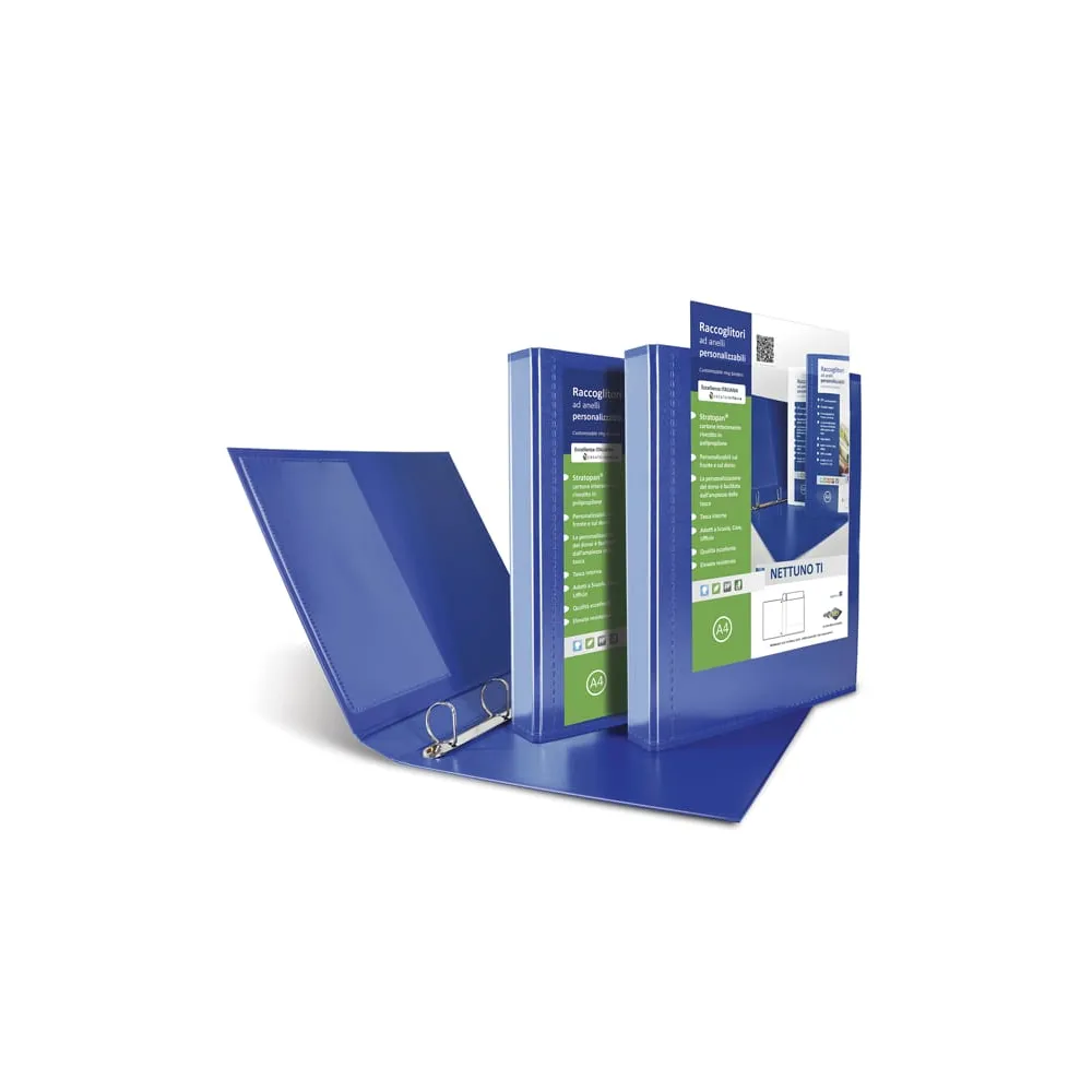 Raccoglitore personalizzabile Nettuno Ti - 22 x 30 cm - 4 anelli a D 30 mm - dorso 3,5 cm - blu - Sei Rota