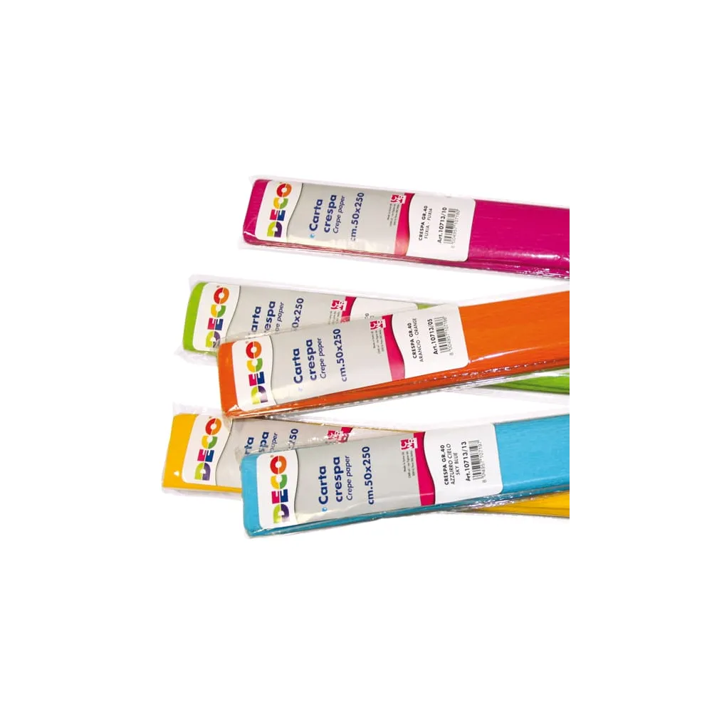 Rotoli carta crespa - 250 x 50 cm - 40 gr - colori freddi - Deco - conf. 6 pezzi