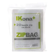 Sacchetti Zip - 10 x 20 cm - PE - trasparente - Ikona+ - conf. 20 pezzi