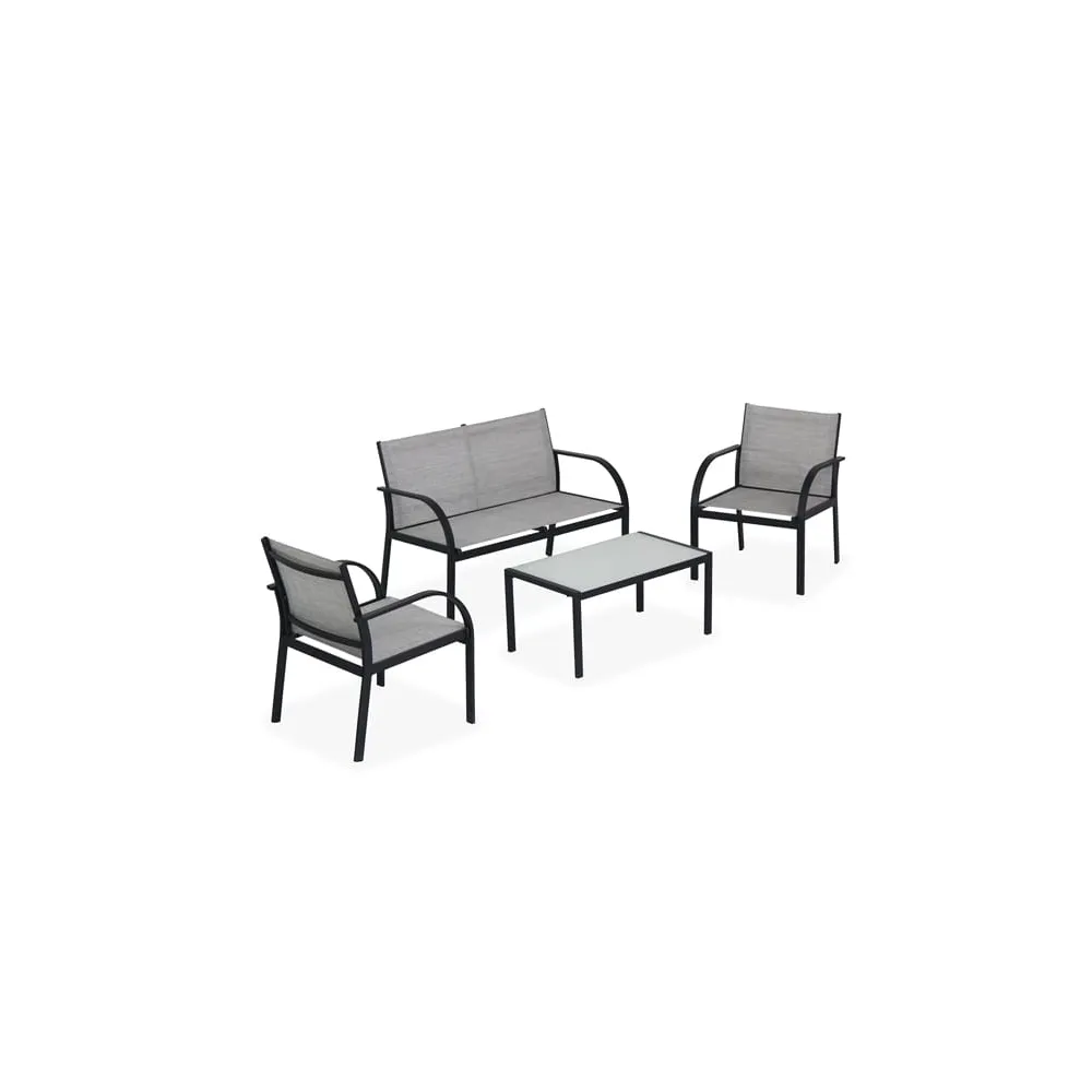 Salotto Ankara - nero/grigio - Garden Friend - set 4 elementi