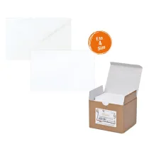 Scatola 100 biglietti + 100 buste - Bristol - bianco - 7,5 x 11,2 cm - Rex Sadoch