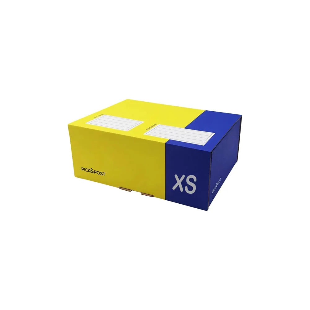 Scatola automontante per ecommerce PICK&Post - XS - 34 x 24 x 6 cm - giallo/blu - Blasetti