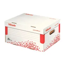 Scatola container Speedbox - Small - 25,2 x 35,5cm -  dorso 19,3 cm - bianco e rosso - Esselte