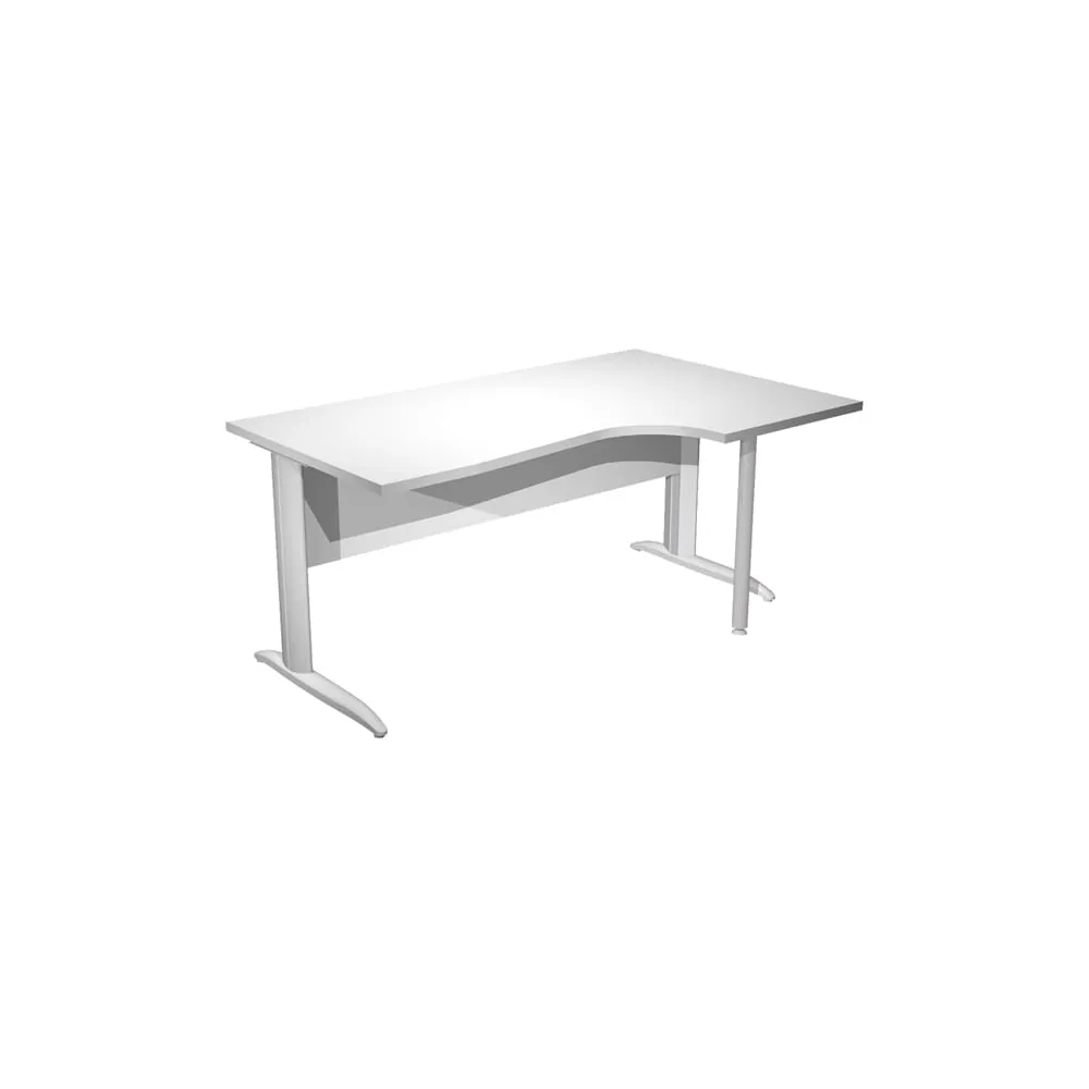 Scrivania Compact Destro Easy - 160 x 60/80/100 cm - Bianco/grigio alluminio