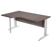 Scrivania Compact Sinistro Easy - 160 x 60/80/100 cm - Frassino toscano/grigio alluminio