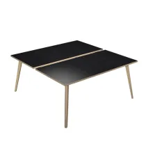 Scrivania Woody a 2 postazioni contrap. - 120 x 166 cm - rovere / nero venato