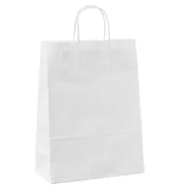 Shopper - maniglie cordino - 26 x11 x 34,5 cm - carta kraft - bianco - Mainetti Bags - conf. 25 pezzi
