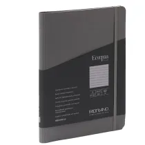 Taccuino Ecoqua Plus - con elastico - spiralato - A5 - 70 fogli - righe - antracite - Fabriano