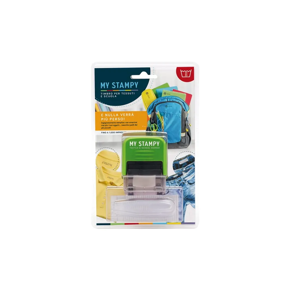 Timbro per tessuti My Stampy - autocomponibile - autoinchiostrante - 14 x 38 mm - Colop