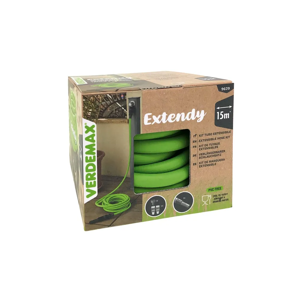 Tubo da giardno a 6 strati estensibile Extendy -15 m - TPE - verde - Verdemax
