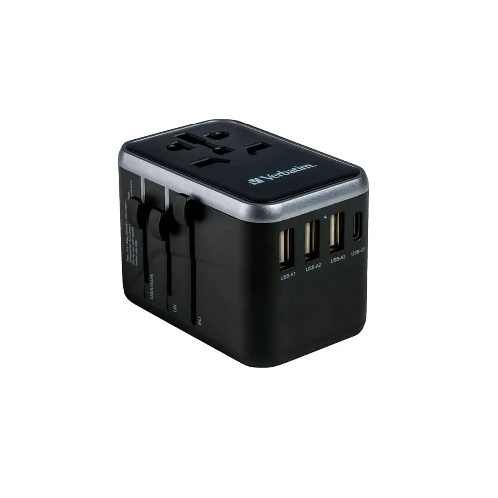 Verbatim - Adattatore da viaggio UTA-04 PD61W / QC / 3xUSB / 2xType-C