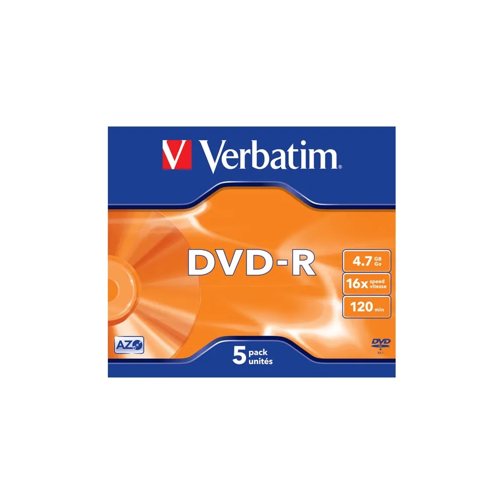 Verbatim - Scatola 5 DVD-R - Jewel case - serigrafato - 43519 - 4,7GB