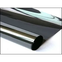 Pellicola adesiva - 50 cm x 10 m - protezione UV medio/alta - trasparenza medio bassa -  riflettente/nero - Patifix