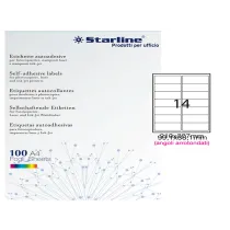 Etichette adesive - in carta - angoli arrotondati - permanenti - 99,1 x 38,1 mm - 14 et/fg - 100 fogli - bianco - Starline