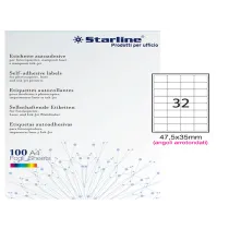 Etichette adesive - in carta - angoli arrotondati - permanenti - 47,5 x 35 mm - 32 et/fg - 100 fogli - bianco - Starline