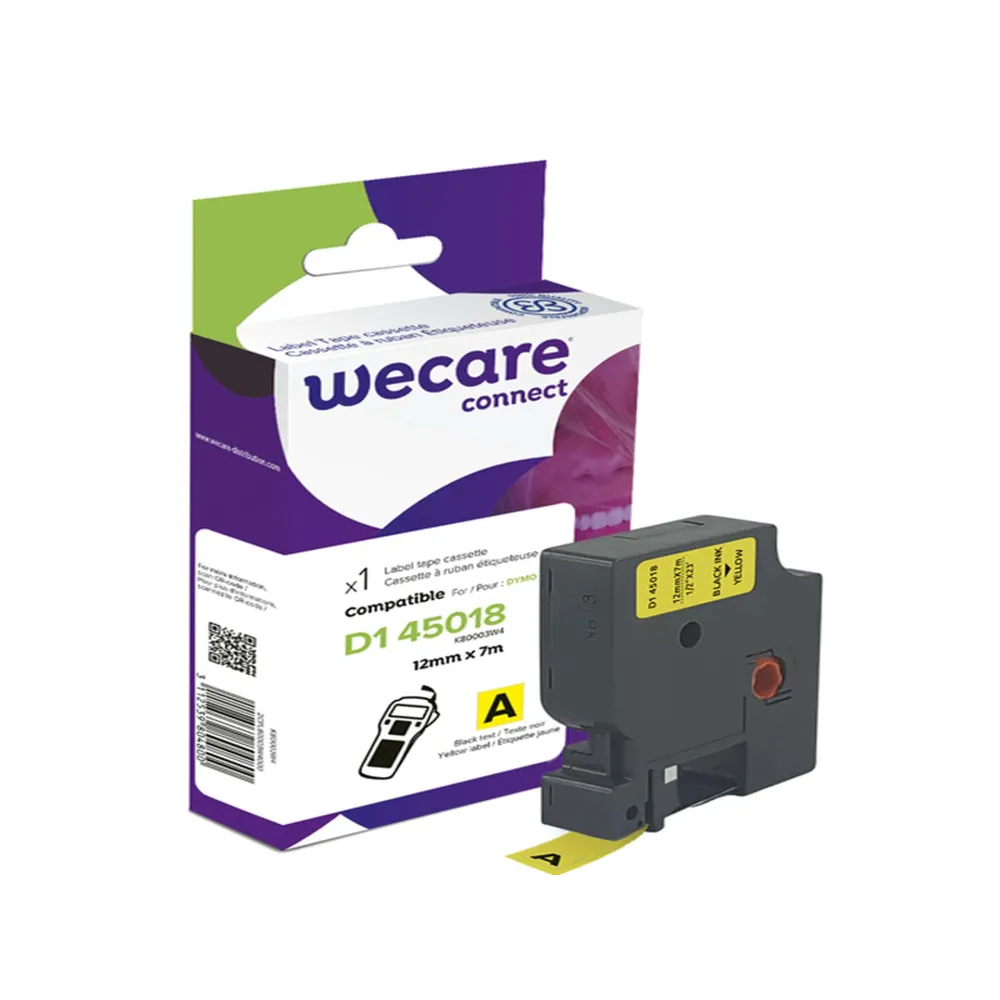 Armor - Nastro Compatibile per DYMO Tipo D1 (12mmX7mt) - Nero/Giallo