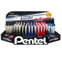 Roller Energel Slim - punta 0,7 mm - 3 colori assortiti (blu/nero/rosso - Pentel - expo 120 pezzi