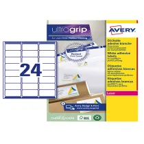 Etichette adesive L7159 - in carta - angoli arrotondati - laser - permanenti - 63,5 x 33,9 mm - 24 et/fg - 15 fogli - bianco - 