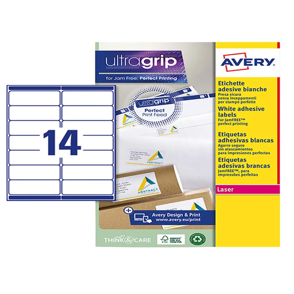 Etichette adesive L7163 - in carta - angoli arrotondati - laser - permanenti - 99,1 x 38,1 mm - 14 et/fg - 15 fogli - bianco - 